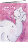 New Baby Girl Announcement Elephant Mother and Baby card