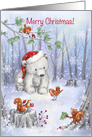 Merry Christmas my Friend Polar Bear with Friends in Wood card
