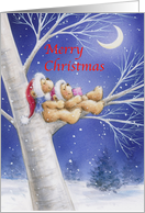 Merry Christmas for Both of You Cute Bear Couple on Tree card