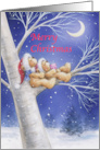 Merry Christmas for Both of You Cute Bear Couple on Tree card