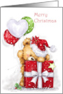 Cute Bear with Big Present and Balloons card