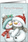 Cute Snowman Couple Hugging card