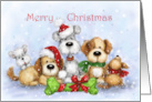 Merry Christmas Dogs with Huge Wrapped Bone card