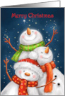 Merry Christmas Three Snowmen with Big Smiles card