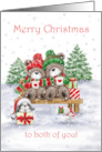 Merry Christmas for Both of You, Bear Couple on Bench card
