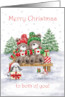 Merry Christmas for Both of You, Bear Couple on Bench card