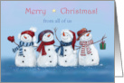 Christmas from All of Us Snowmen Looking at Star card