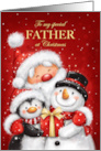 Christmas to Father Santa Penguin Snowman with Big Smile card