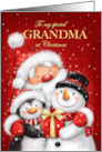 Christmas to Grandma Santa Penguin Snowman with Big Smile card