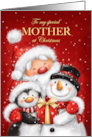 Christmas to Mother Santa Penguin Snowman with Big Smile card
