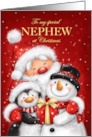 Christmas to Nephew Santa Penguin Snowman with Big Smile card