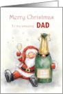 Merry Christmas to Amazing Dad Santa with Drink card