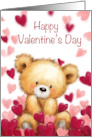 Happy Valentine’s Day partner Bear Sitting in Hearts Around card