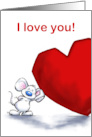 I Love You Happy Valentine’s Day Cute Mouse with Big Heart card