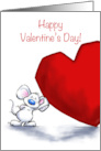 Romantic Love Happy Valentine’s Day Cute Mouse with Big Heart card