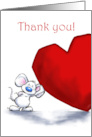 Thank You Cute Mouse with Big Heart card