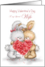 Valentine’s Day for wife Rabbit Couple with Heart Shaped Roses card
