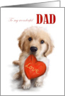 Valentine’s Day to Dad Cute Dog with Red Heart card