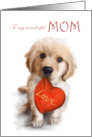 Valentine’s Day to Mom Cute Dog with Red Heart card
