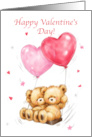 Valentine’s Day Bear Couple on Swing with Big Balloons card