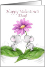 Valentine’s Day Cute Mouse Couple Kiss with Flower card