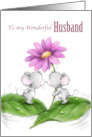 Valentine’s Day Husband Cute Mouse Couple Kissing with Flower card