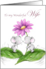 Valentine’s Day Wife Cute Mouse Couple Kissing with Flower card