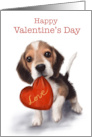 Valentine’s Day Cute Dog with Heat Shaped Cushion card