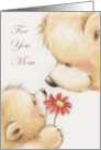 Mother’s Day Cute Bear Cub Giving a Red Flower to Mom card