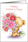 Mother’s Day Cute Bear with Beautiful Flowers card