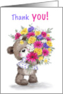 Thank You Cute Bear with Bunch of Flowers card