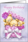 Happy Birthday Cute Bears Popping Out from Gift Box card