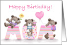 Happy Birthday Cute Bears Cuddling with Letter MUM card