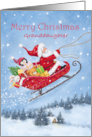 Merry Christmas Granddaughter Santa Riding Sleigh with Friends card