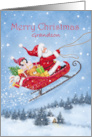 Merry Christmas Grandson Santa Riding Sleigh with Friends card