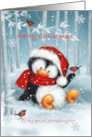 Merry Christmas Granddaughter Cute Penguin with Santa’s Hat card