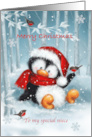 Merry Christmas Niece Cute Penguin with Santa’s Hat card