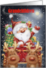 Merry Christmas Grandchildren Santa Riding on Sleigh with Presents card