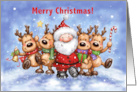 Merry Christmas Santa with Reindeer Friends card