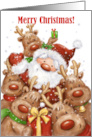 Merry Christmas Santa with Reindeer Friends card