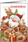 Merry Christmas Grandchildren Santa with Reindeers card
