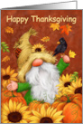Thanksgiving Gnome and pumpkins and Sunflowers card