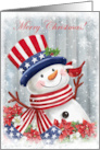 Patriotic Christmas with Snowman card