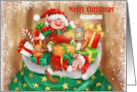Merry Christmas Grandson Elves on Sac of Presents card