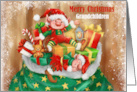 Merry Christmas Grandchildren Elves on Sac of Presents card