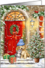 Merry Christmas Cat and Dog at Red Door card