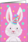 Happy Birthday Kids Cute Rabbit with Party Hat card