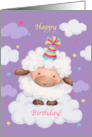 Happy Birthday Cute Sheep on Cloud card