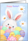 Cute Rabbit with Colorful Eggs Happy Easter card