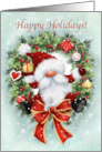 Gnome Santa with Wreath Happy Holidays card